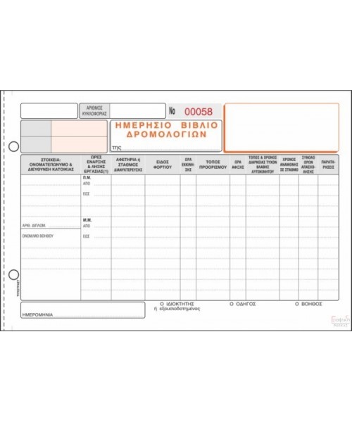 ΒΙΒΛΙΟ ΔΡΟΜΟΛΟΓΙΩΝ ΑΡΙΘΜΗΜΕΝΟ ΚΩΔ.321